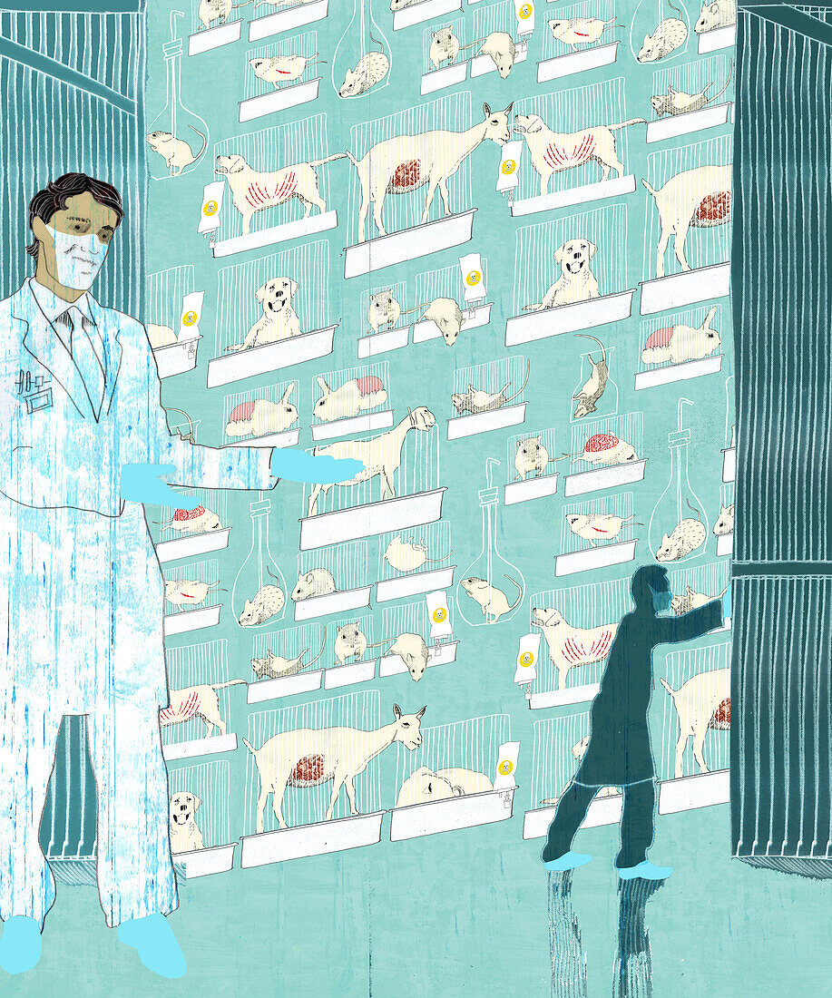 Animal testing, conceptual illustration