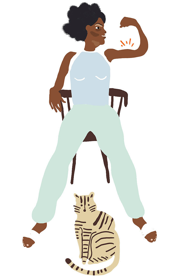 Woman doing exercise at home, illustration