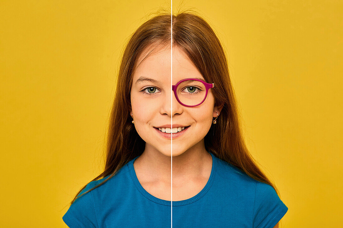 Glasses versus contact lenses, conceptual image