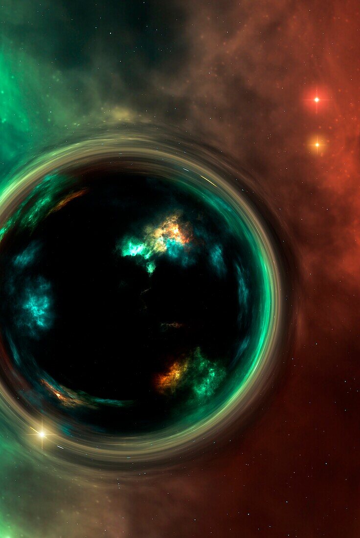 Artwork of a wormhole mouth in space
