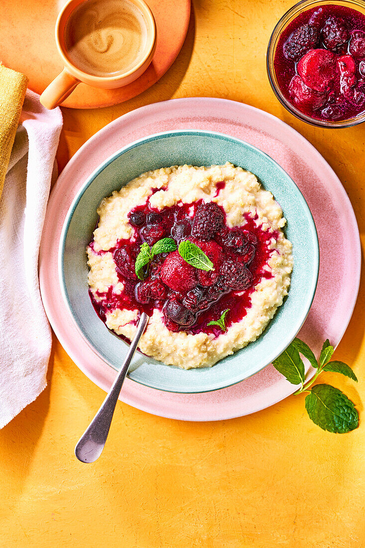 Millet porridge with fruit compote