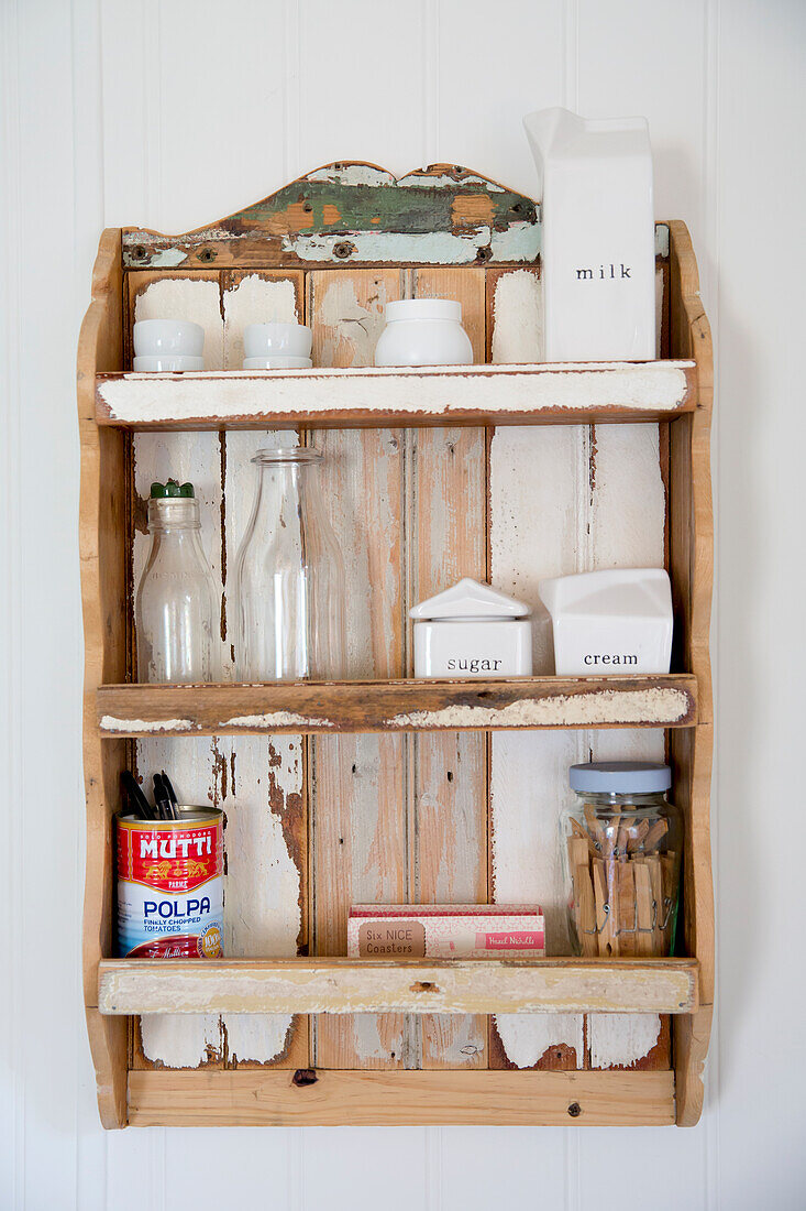 Old wooden storage shelf