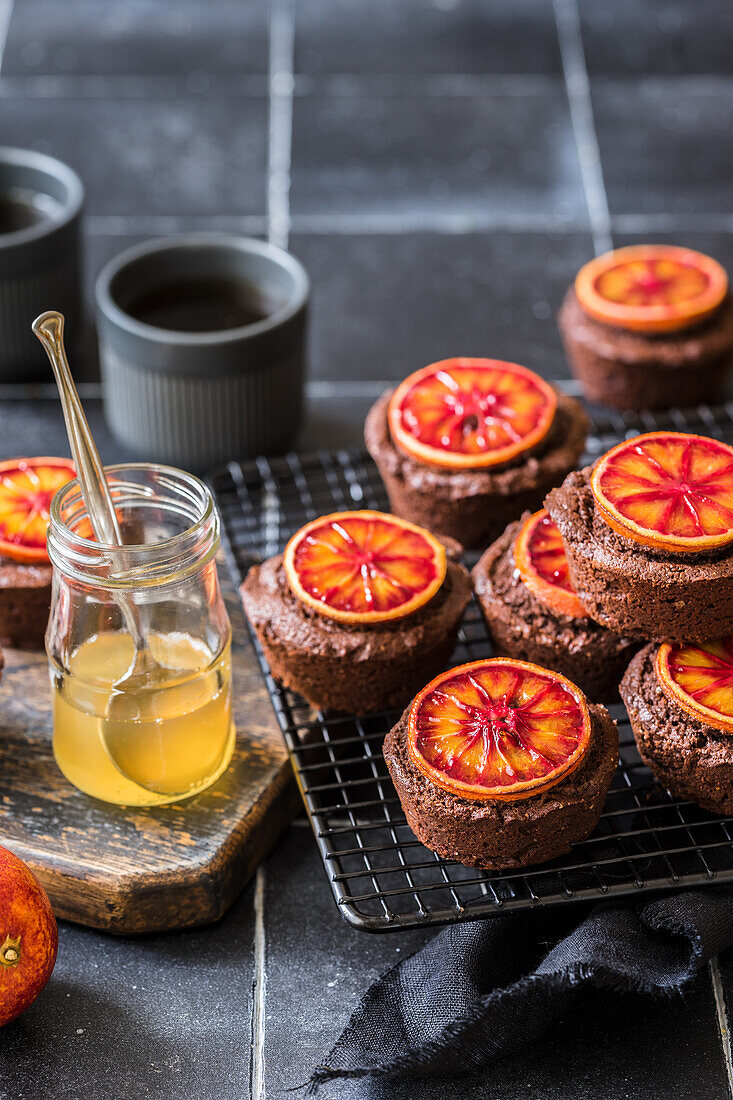 Chocolate and blood orange muffins