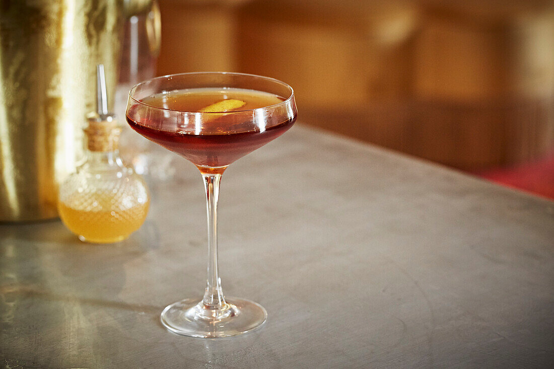 An elegant cocktail in a martini glass
