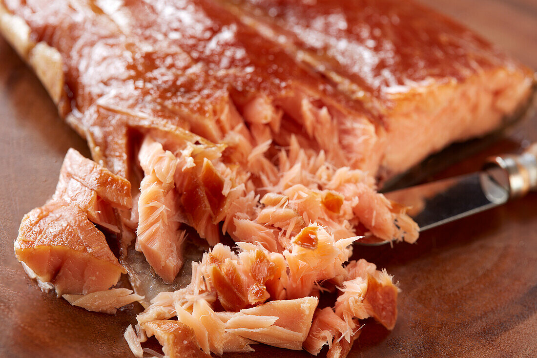 Smoked pulled salmon