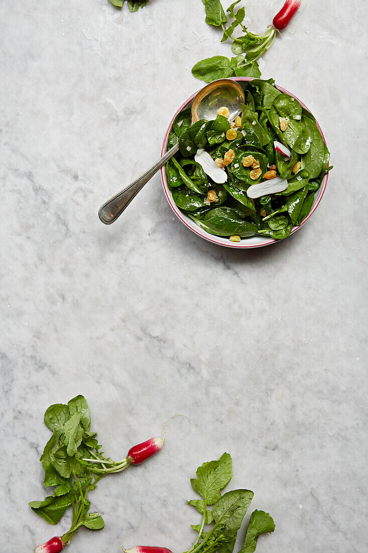 Spinatsalat mit Radieschen