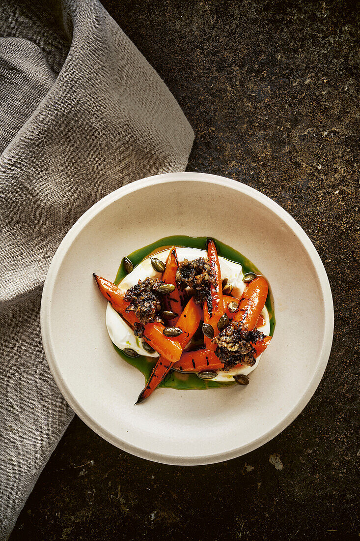 Carrots and charred red onions