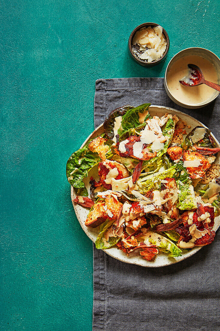 Ceaser salad with tahini chicken