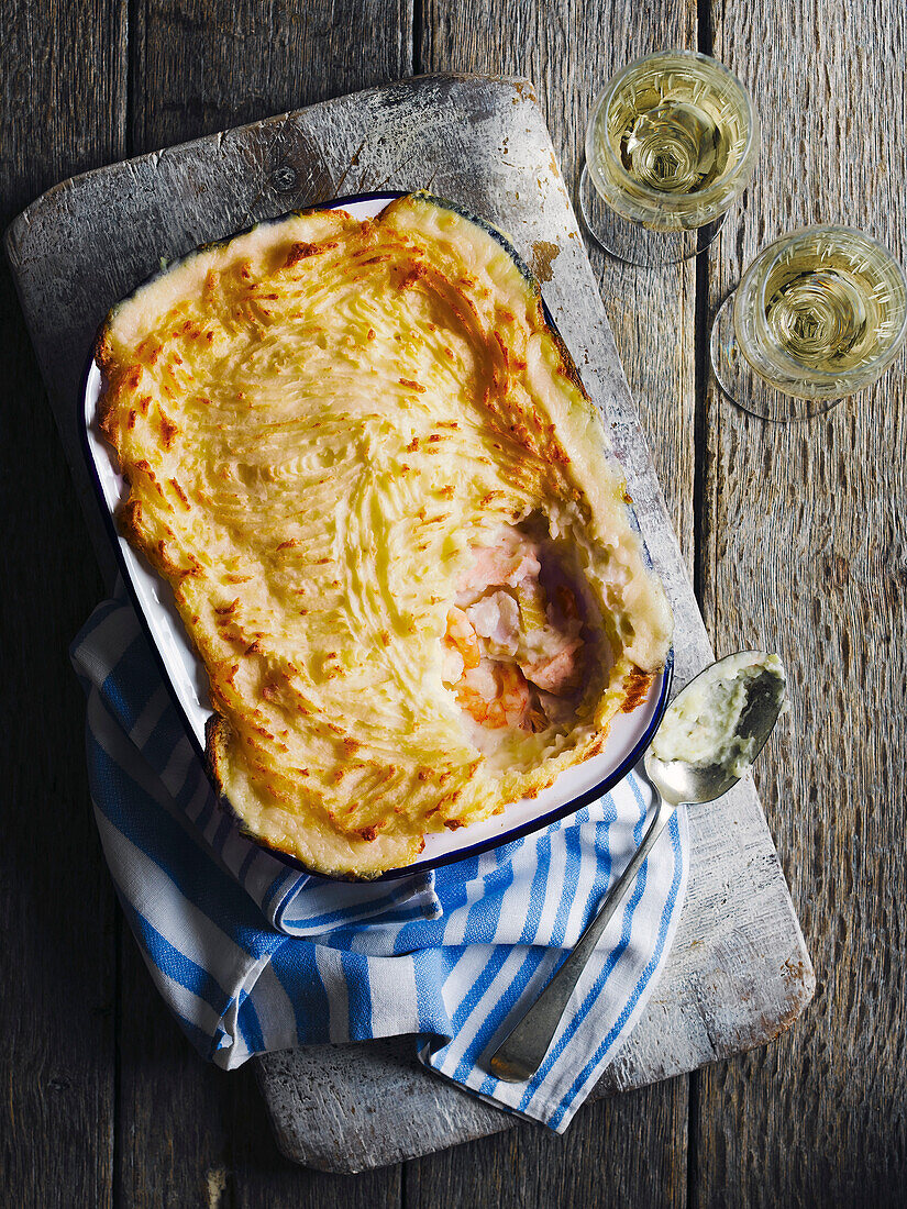 Fischpie mit Kartoffelpüreehaube