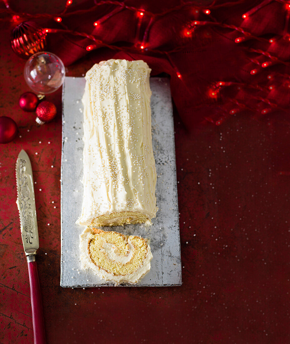 White chocolate roulade with baileys