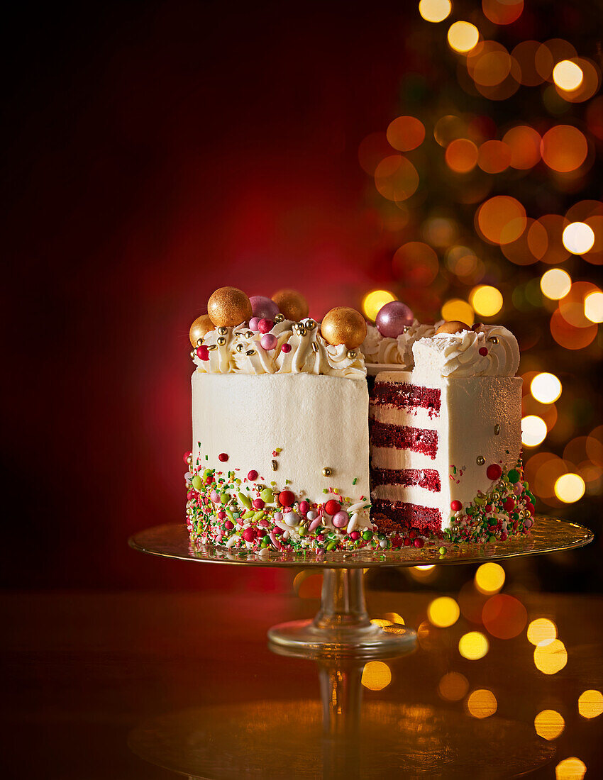 Red Velvet Cake mit Buttercreme zu Weihnachten