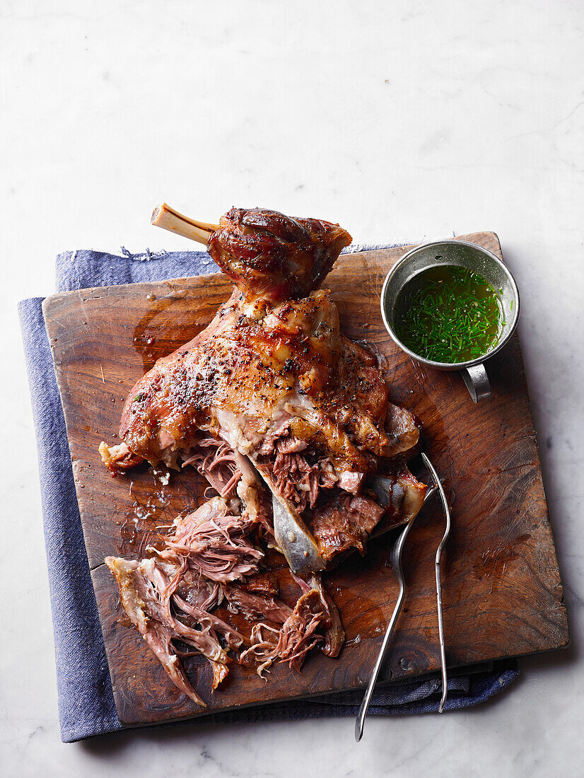 slow-roast shoulder of lamb with wild garlic