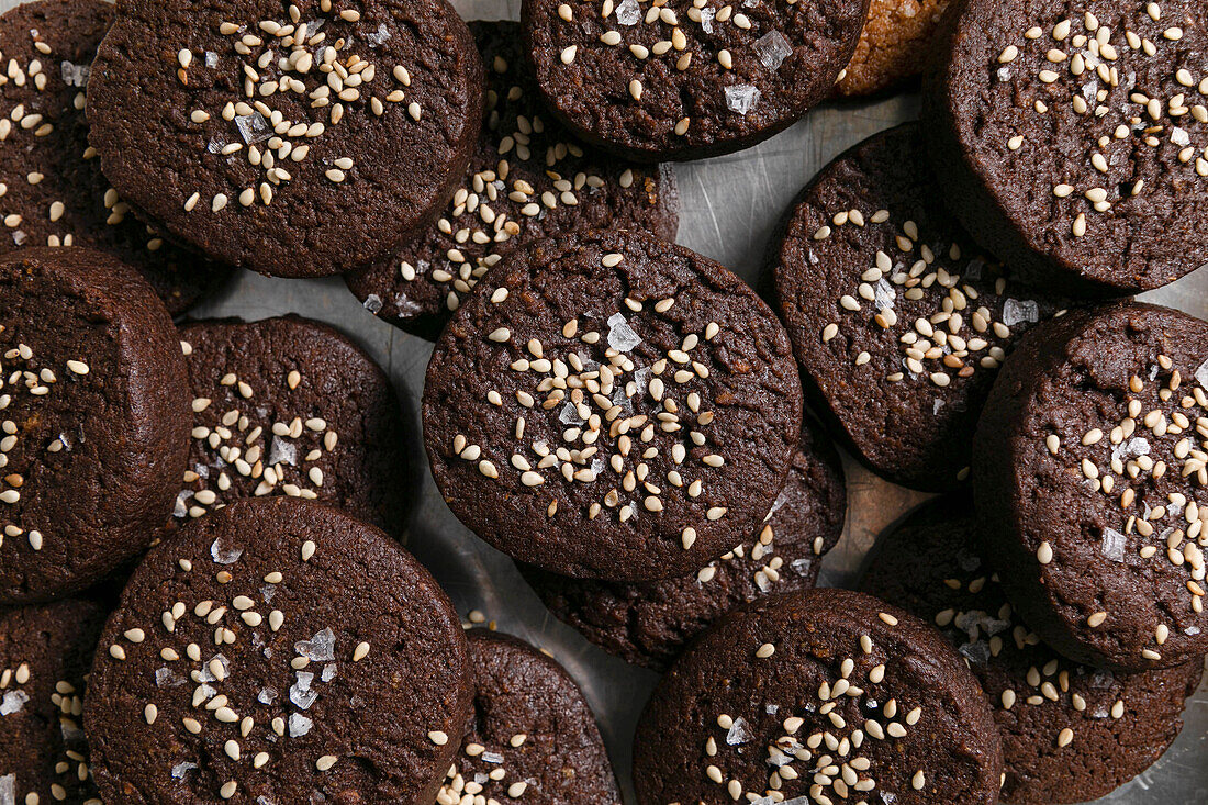 Chocolate Shortbread with sea salt and sesame seeds