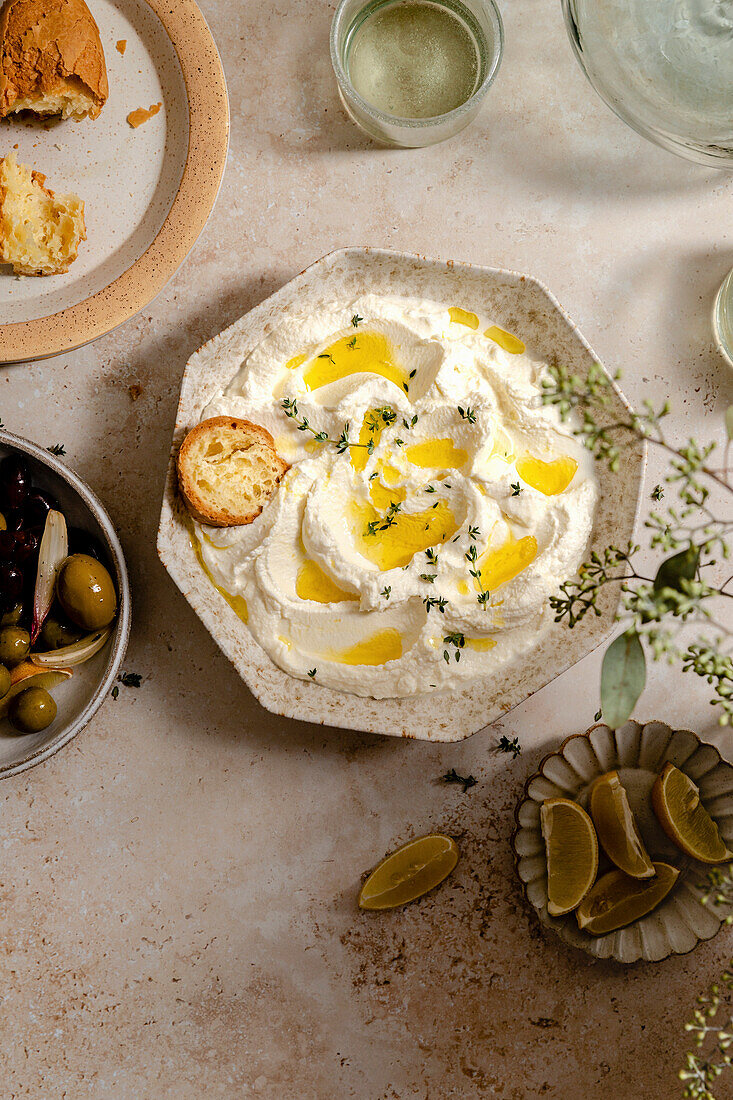 Whipped ricotta with fresh herbs
