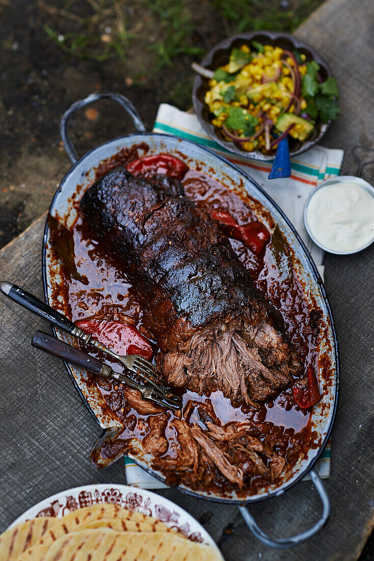 Pulled firecracker brisket