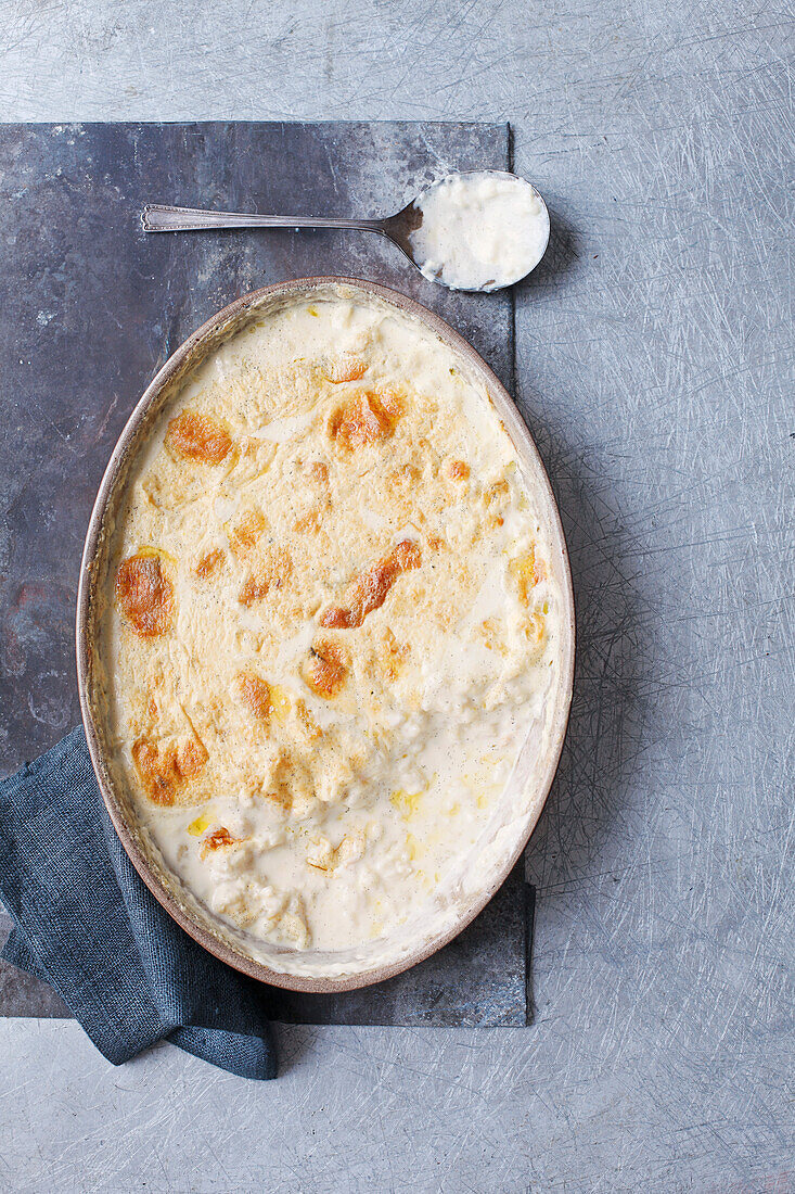 Baked lemon and vanilla rice pudding