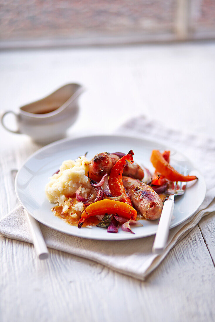 Roast sausage squash with mustard sage