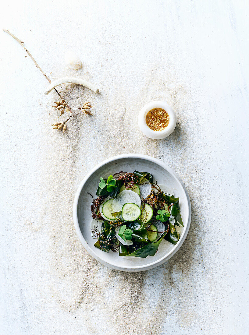 Algensalat mit Gurken und Rettich