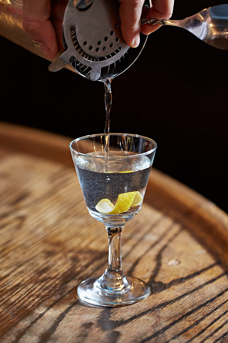 A martini being poured