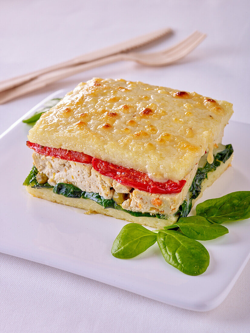Croque Monsieur with tofu and vegetables