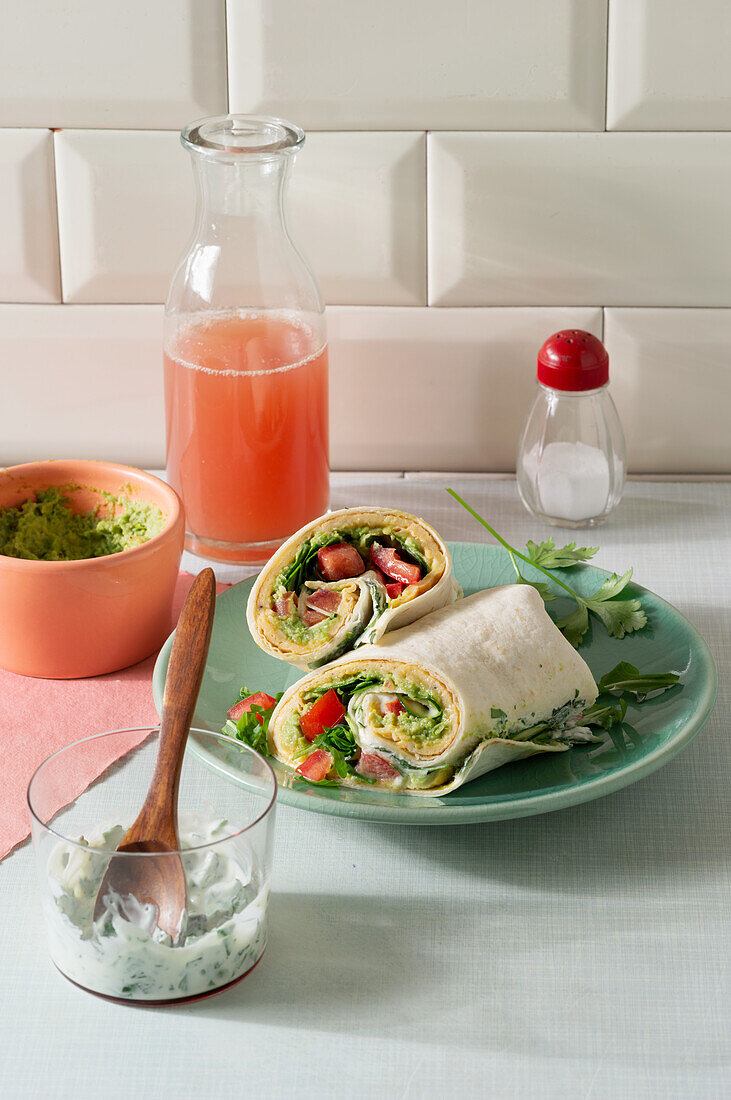 Omelette-Wrap mit Erbsen