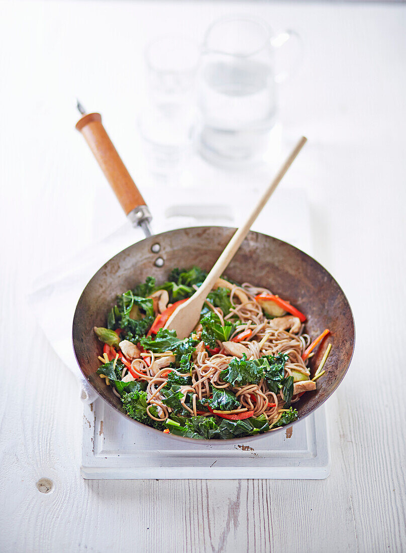 Chicken, kale and sprout stir-fry