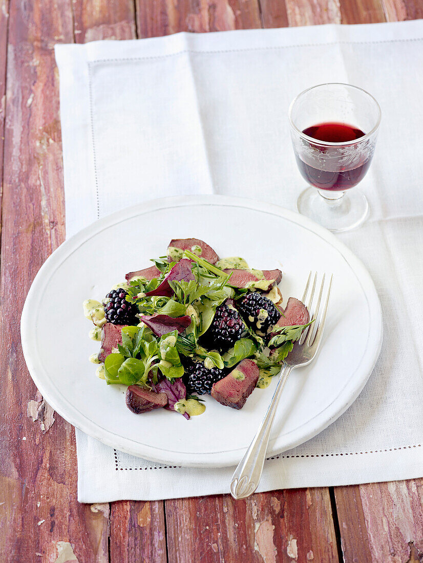 Pigeon and hedgerow salad