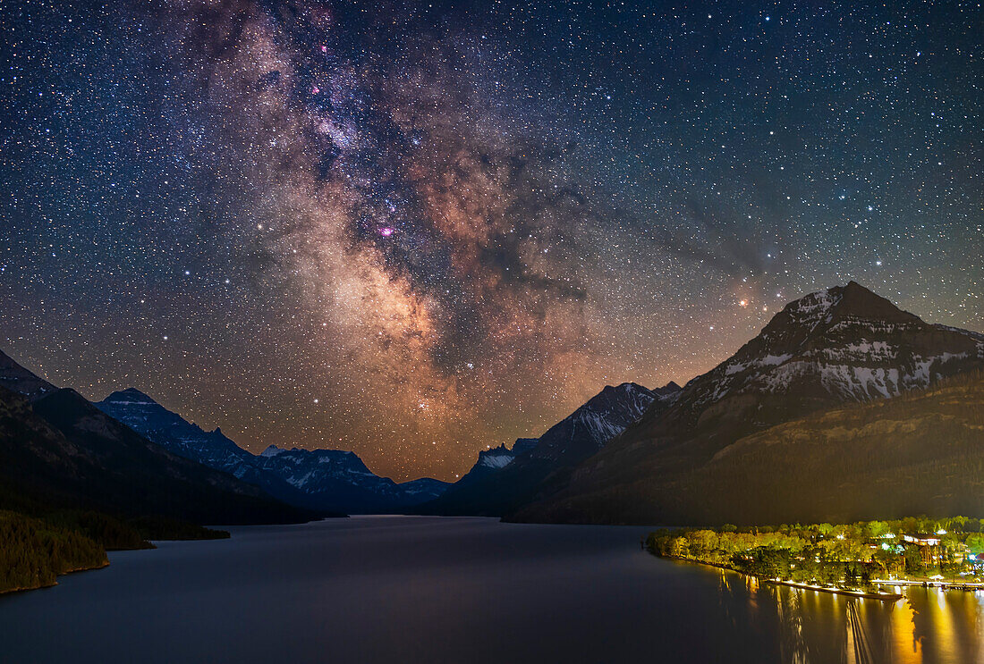 Milky Way over Waterton Townsite, Alberta, Canada