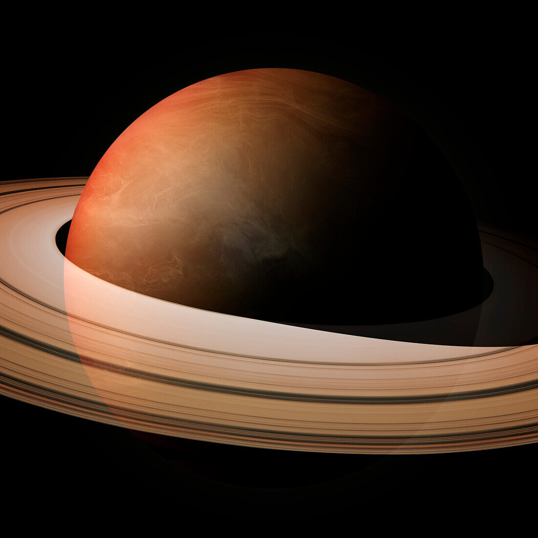 Exoplanet gas giant with rings, composite image