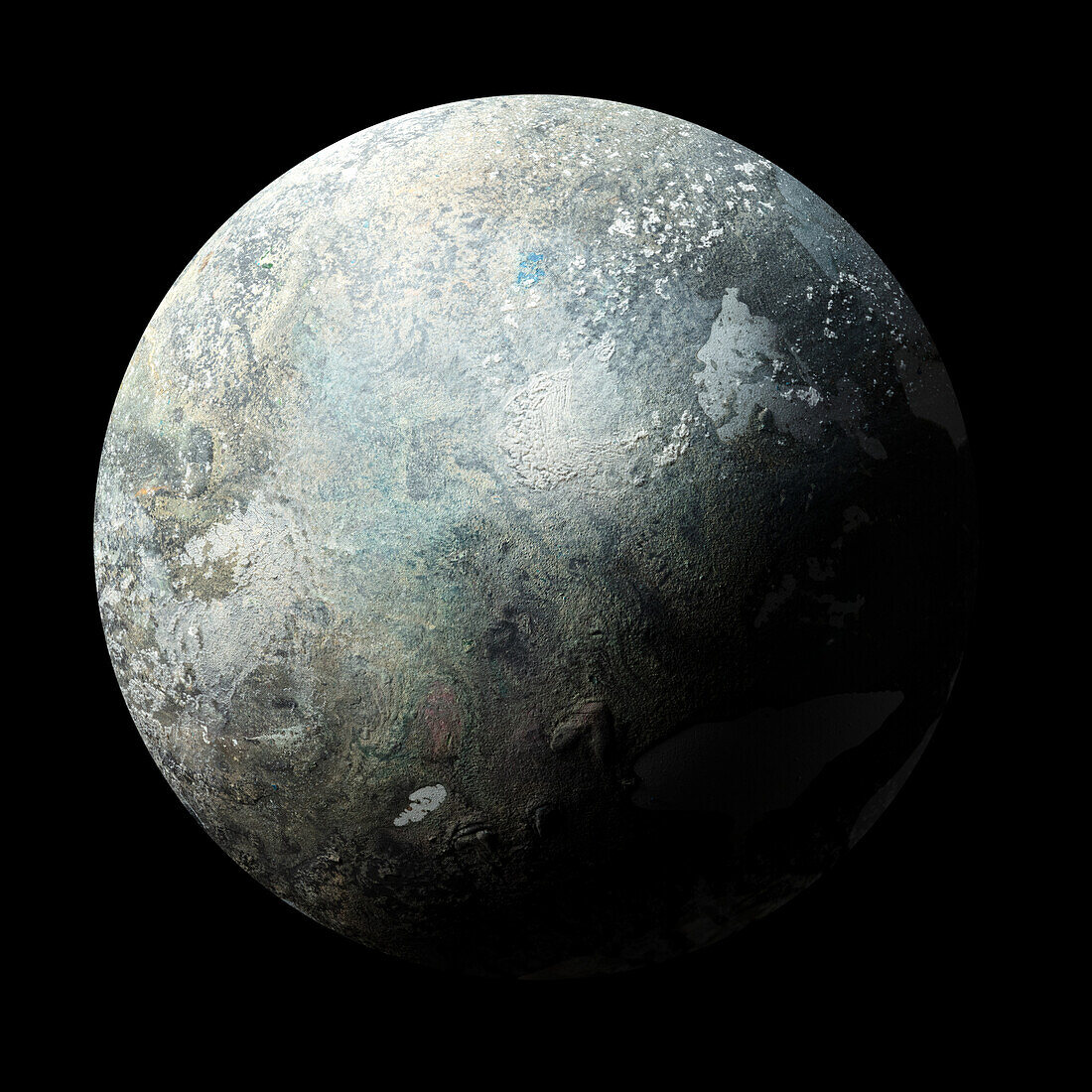 Earth-like rocky planet with clouds, composite image