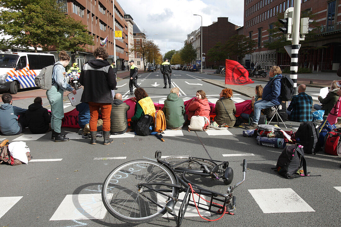 Extinction Rebellion protest in The Hague, Netherlands