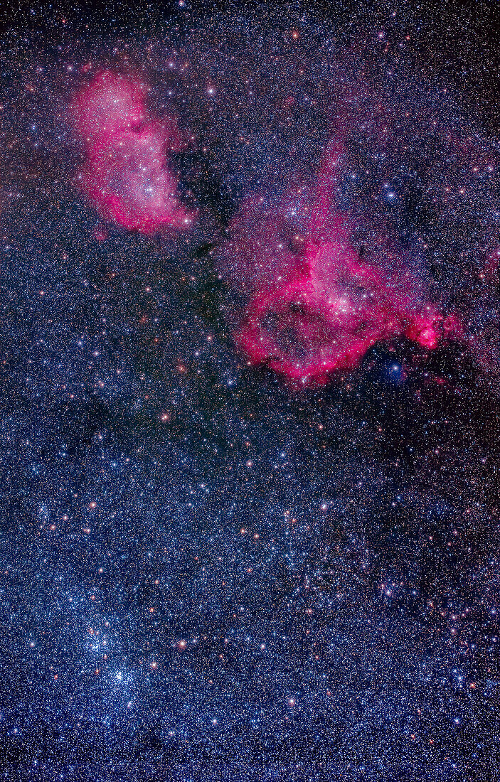 Heart and Soul nebulas with the double cluster