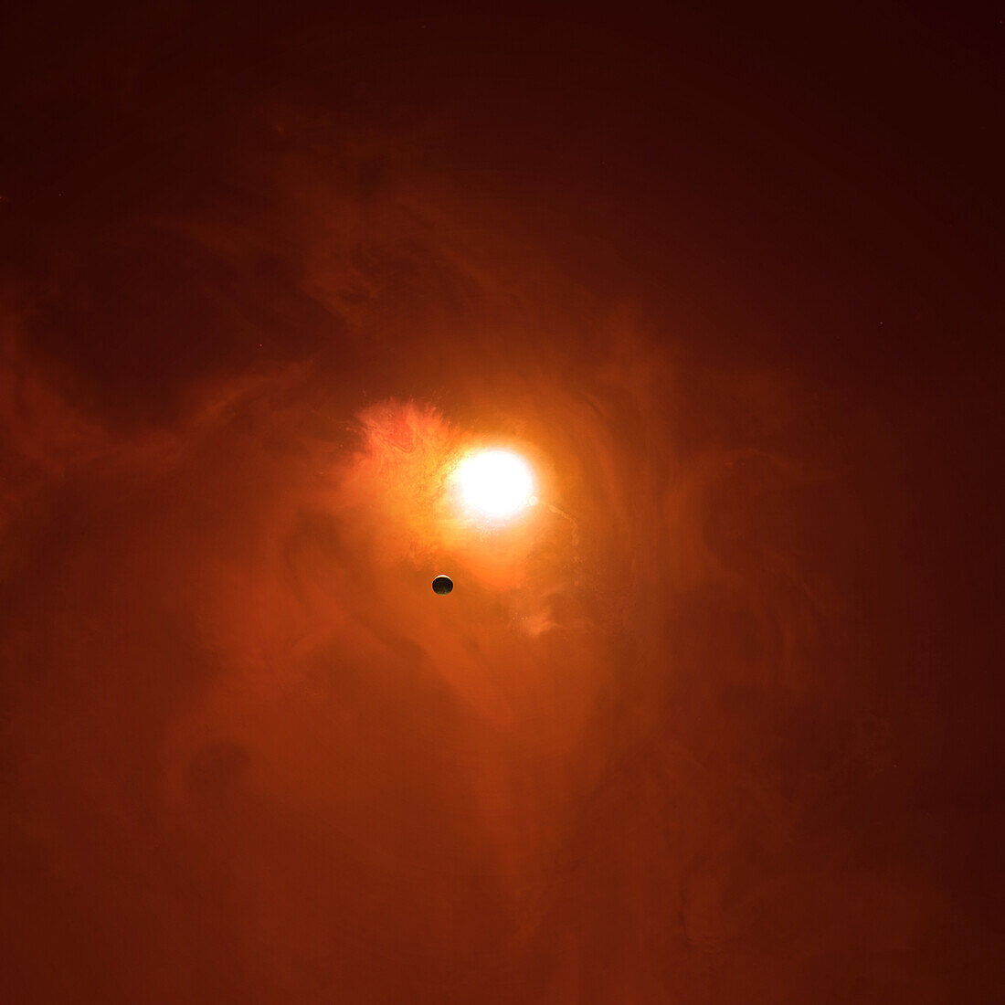 Exoplanet orbiting small star, composite image