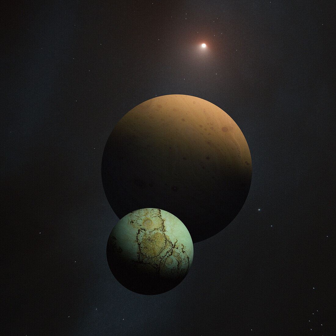 Exoplanets and star, composite image