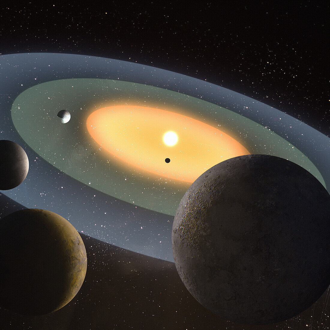 Habitable zones in planetary system, composite image