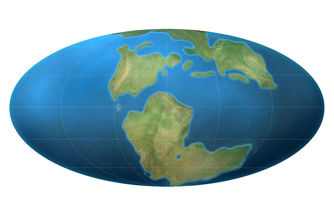Continents on Earth 152 million years ago, illustration