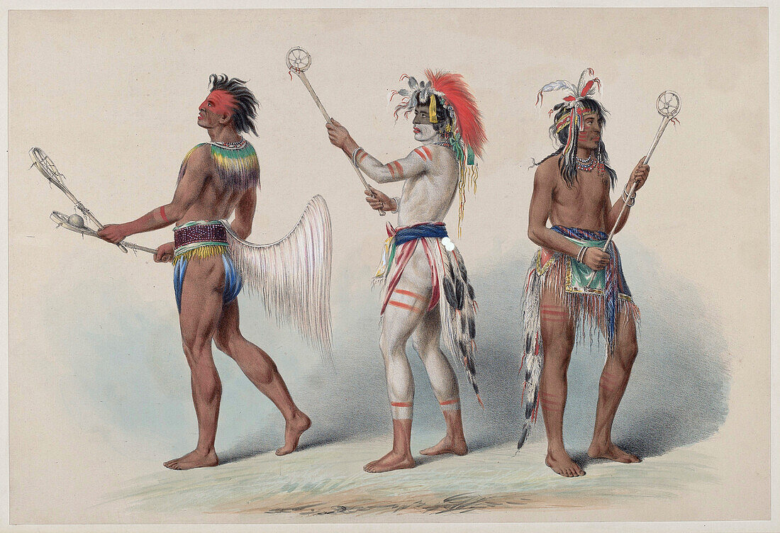 Ball players, 19th century illustration