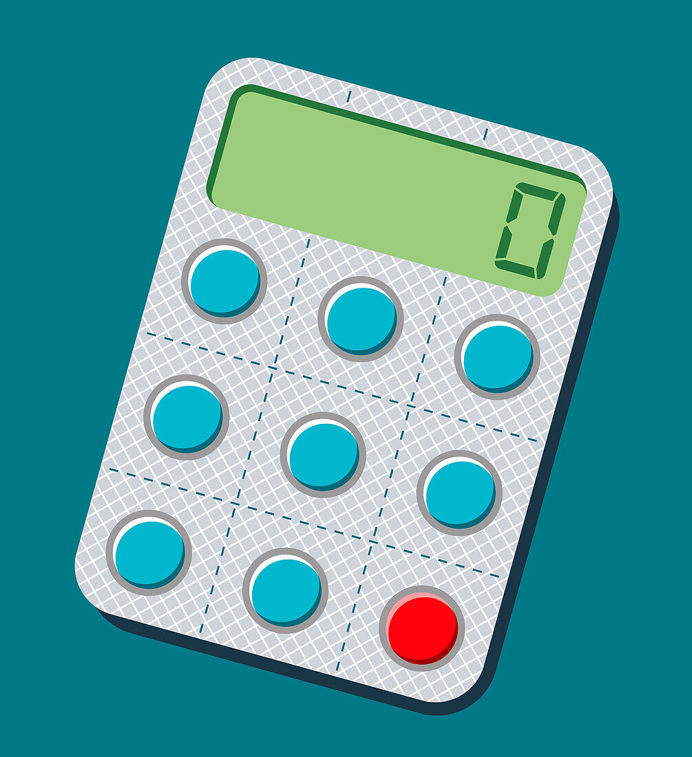 Pill blister pack forming calculator, illustration