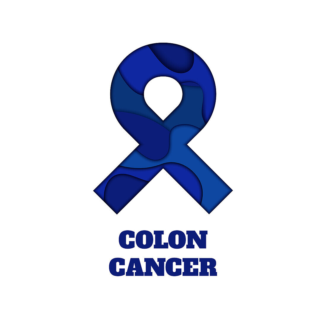 Colon cancer awareness ribbon, conceptual illustration