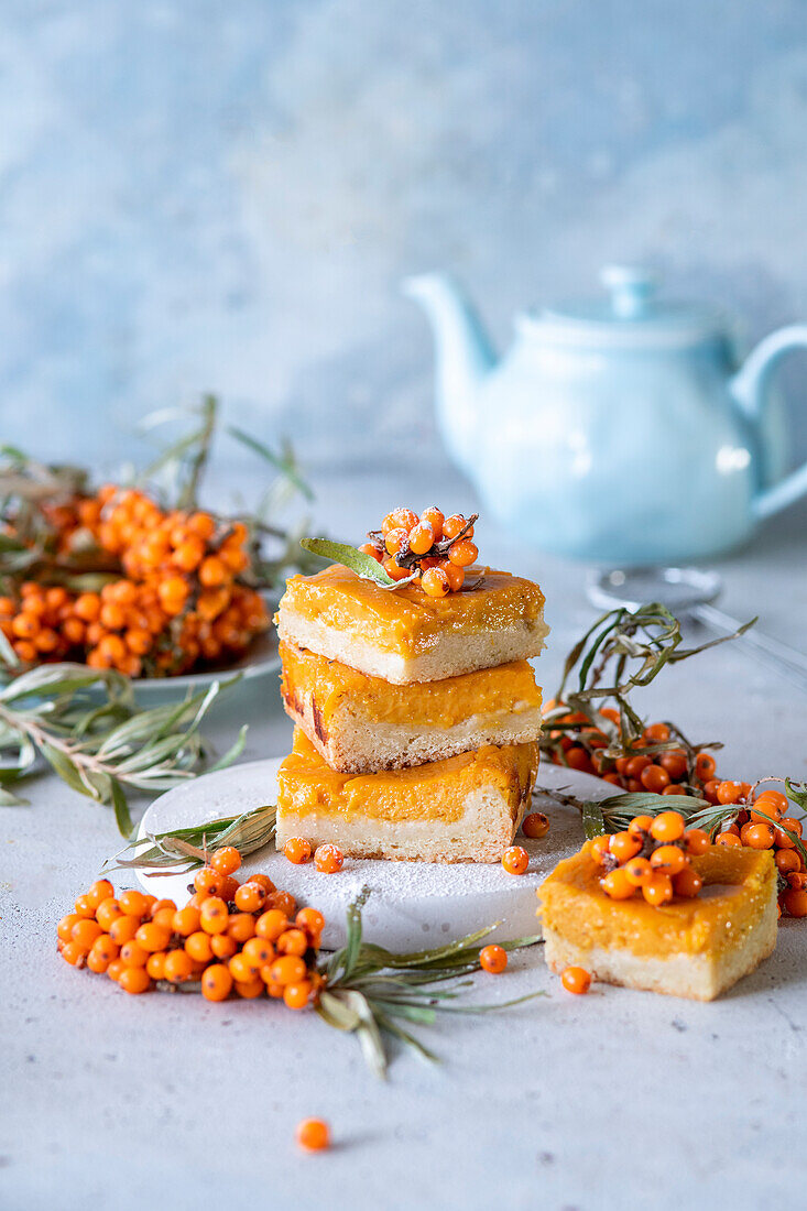Seabuckthorn curd squares