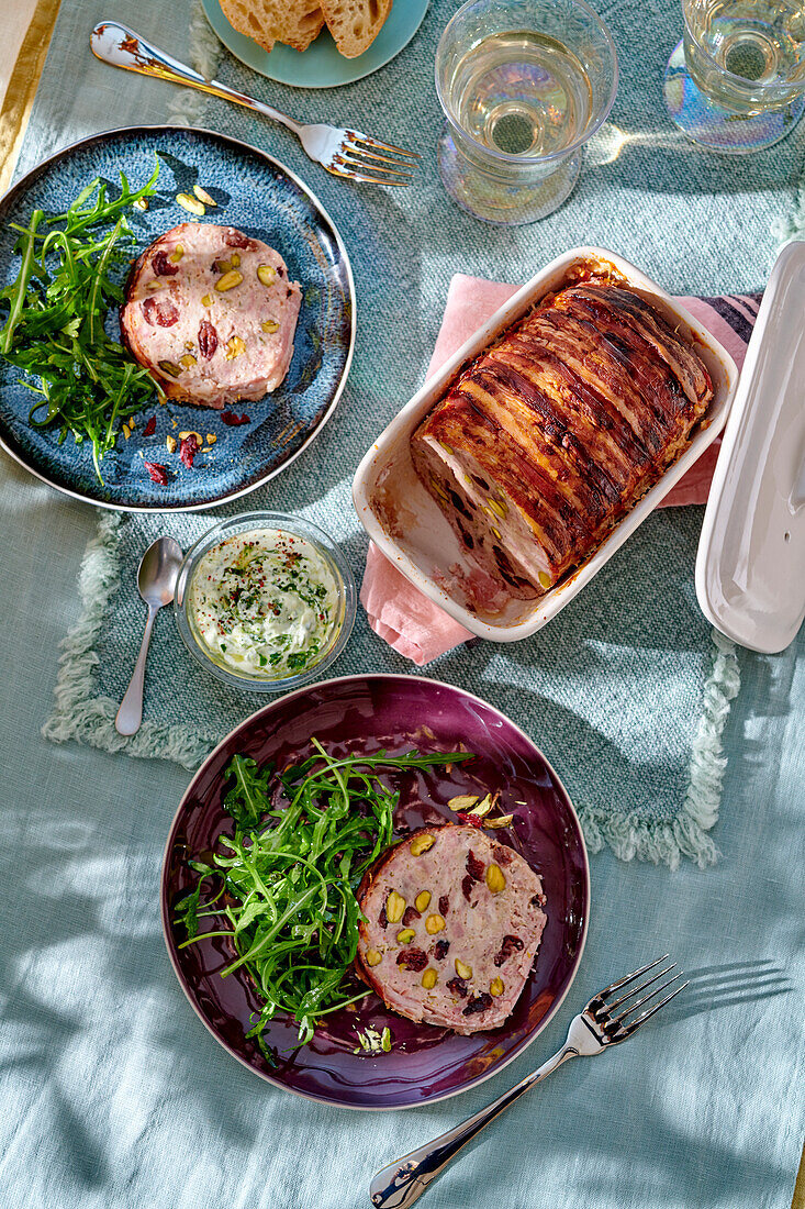 Chicken terrine with pistachios and cranberries