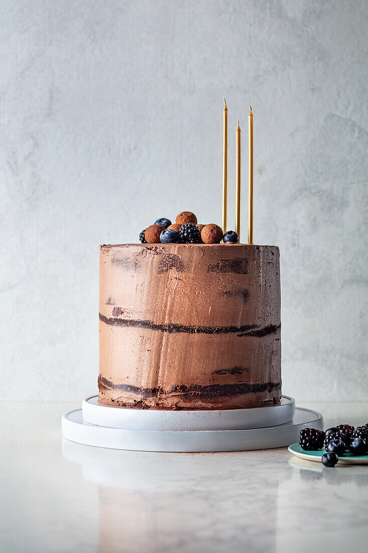 Devil’s food chocolate cake with ganache frosting