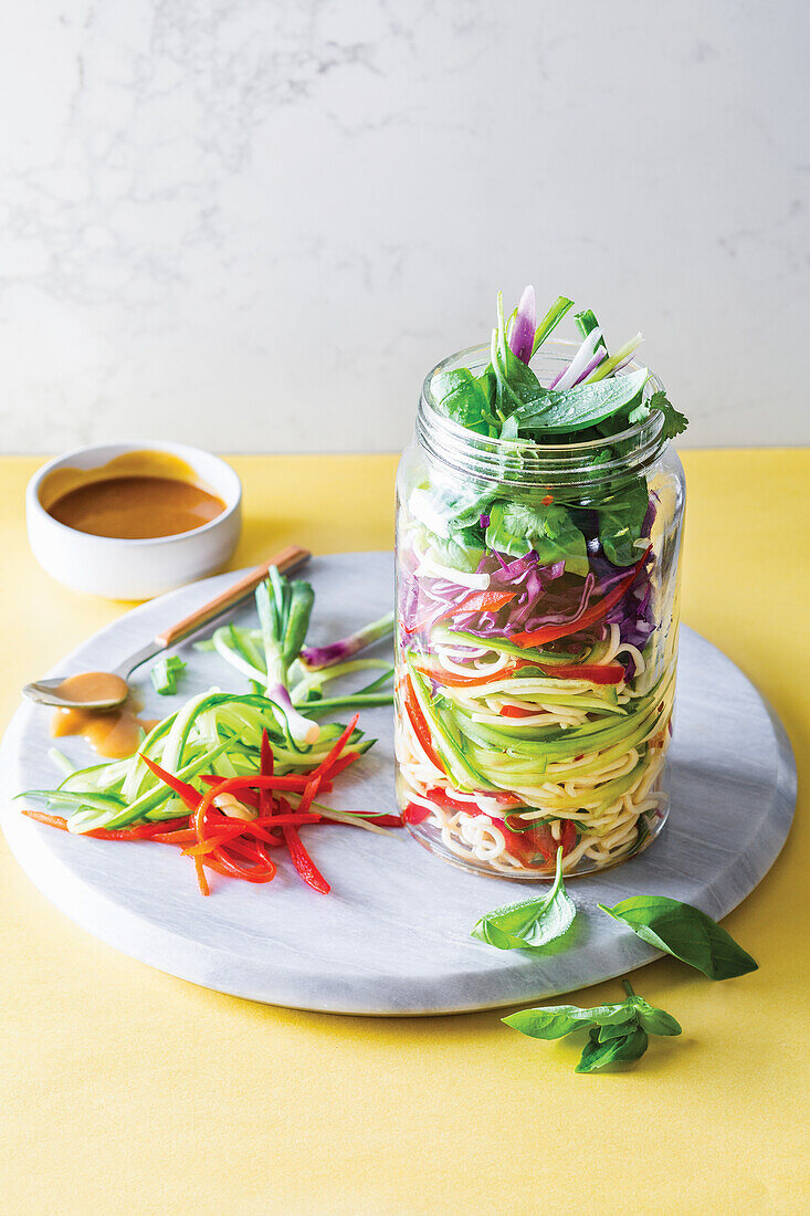 Raw pad thai noodle salad