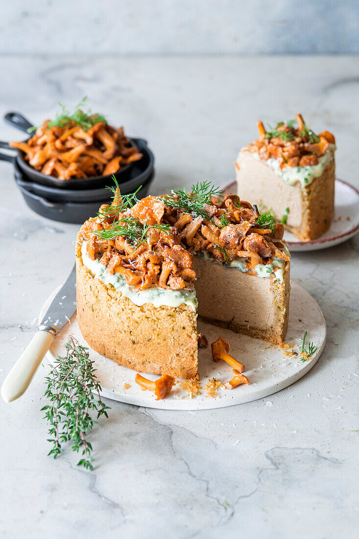 Chanterelle mushroom cheesecake