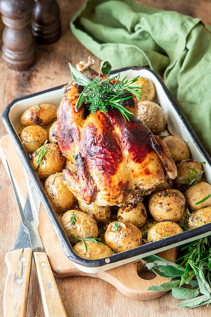 Chicken roasted with potatoes