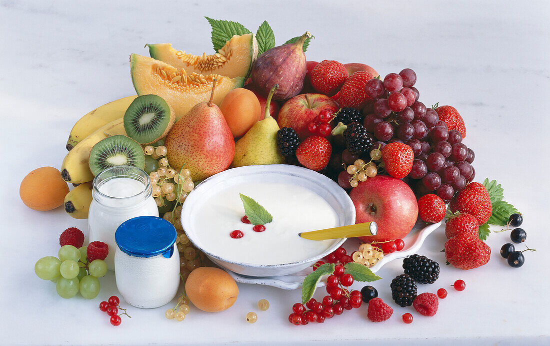 Still Life of Fruit with Yogurt
