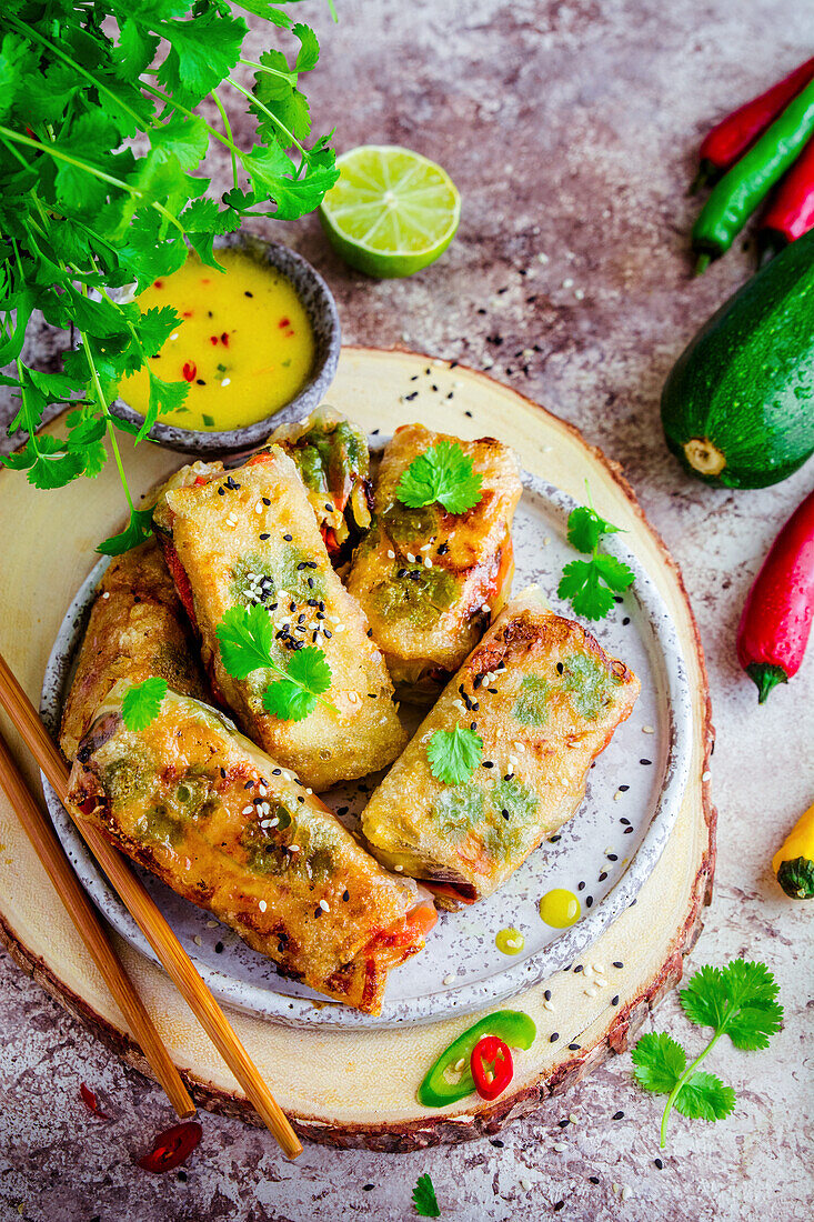 Spring rolls with tofu and vegetables