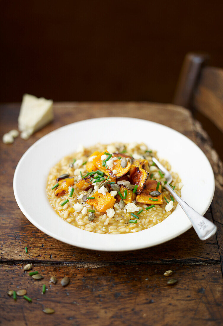 Roasted squash risotto with wensleydale