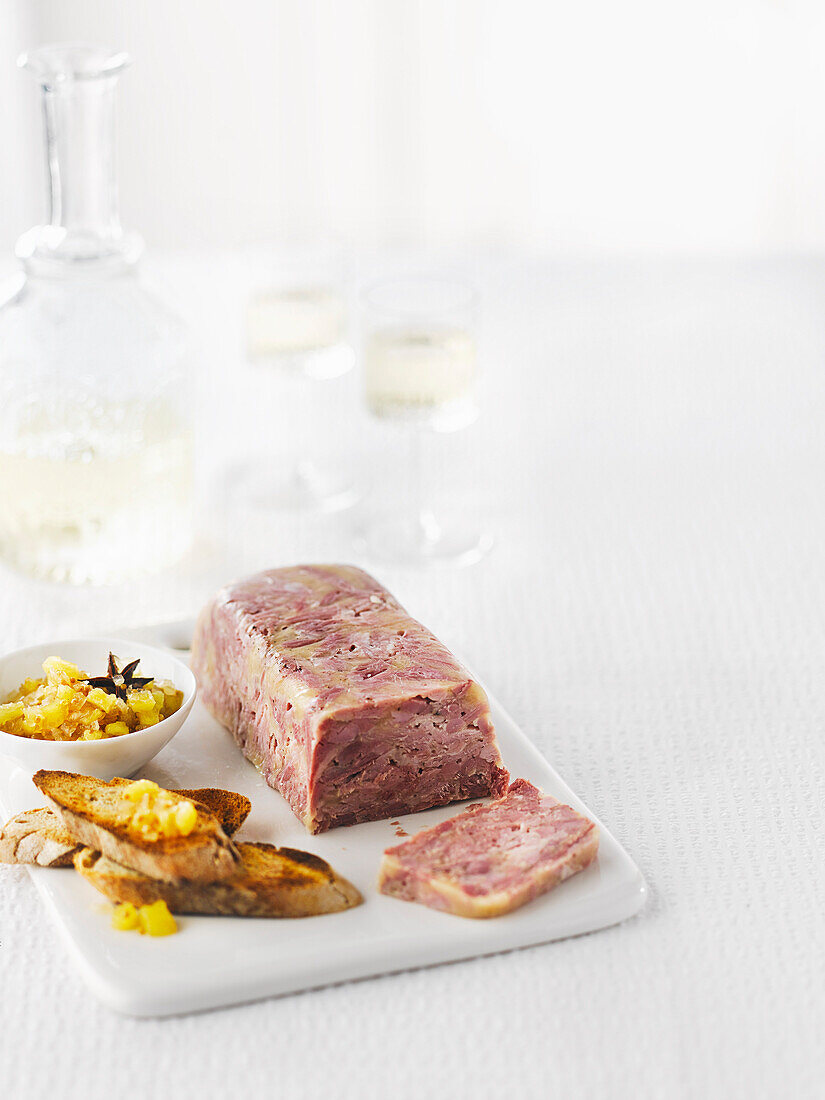 Ham hock terrine with spiced pineapple-ginger relish