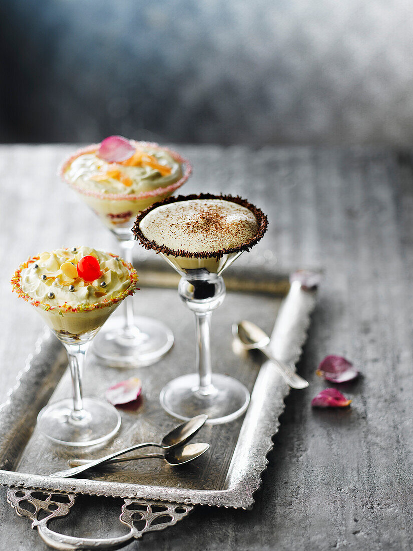 Trifles: Rose trifle, Christmas trifle, and chocolate trifle